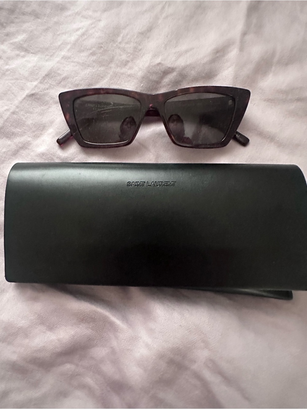 Saint Laurent Women’s Mica Dark Tortoiseshell Rectangular Sunglasses